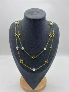 Gold-Tone Pearl Station Layered Necklace